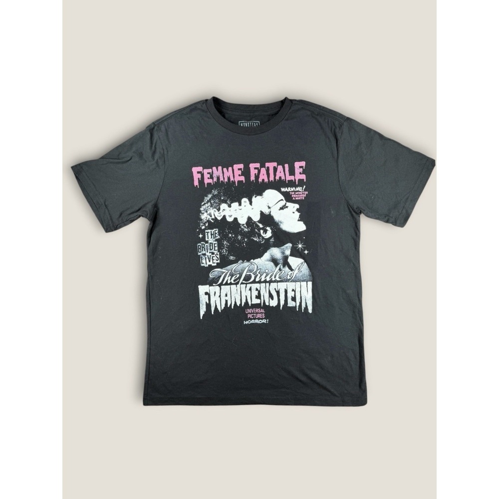 Universal Monsters Bride of Frankenstein Graphic Tee Shirt Black Pink XXS